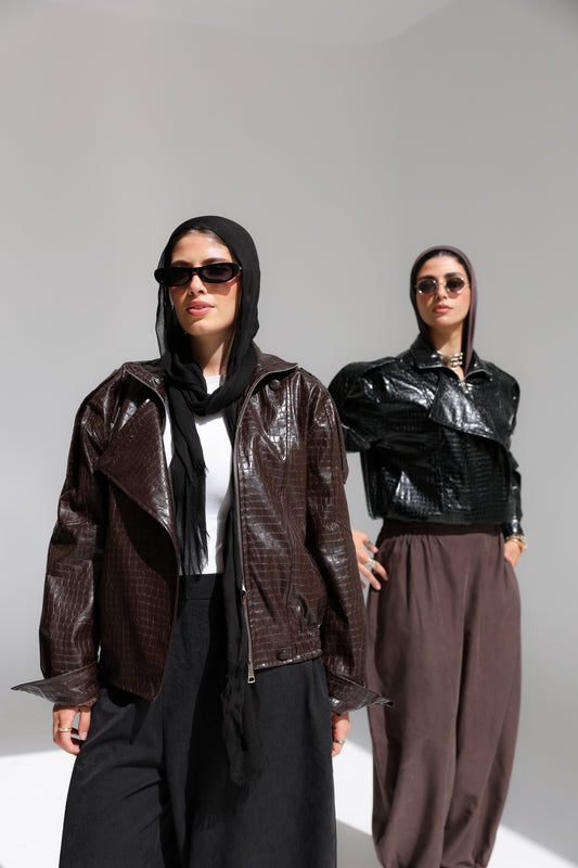 Croco Leather Jacket