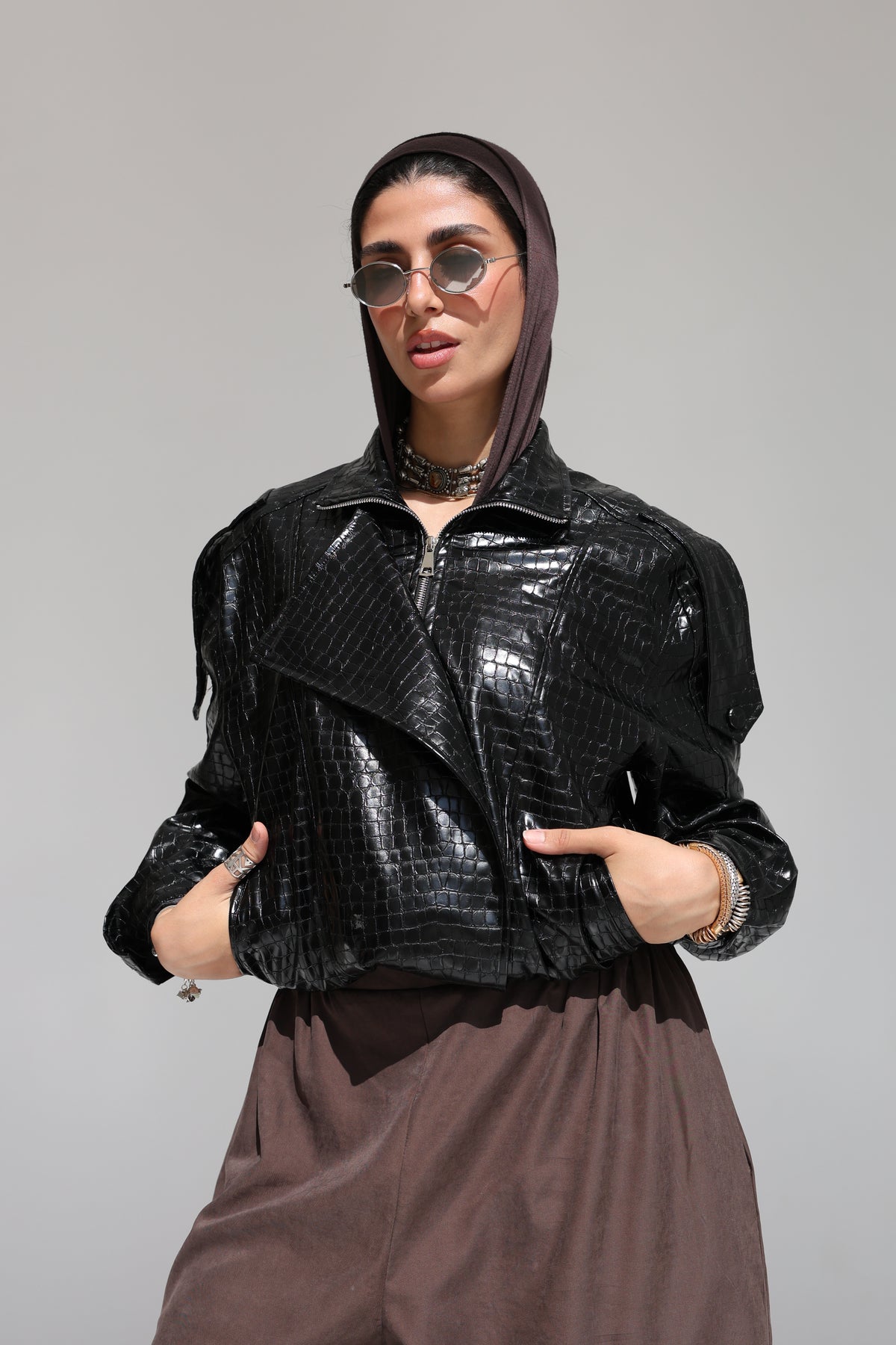 Croco Leather Jacket