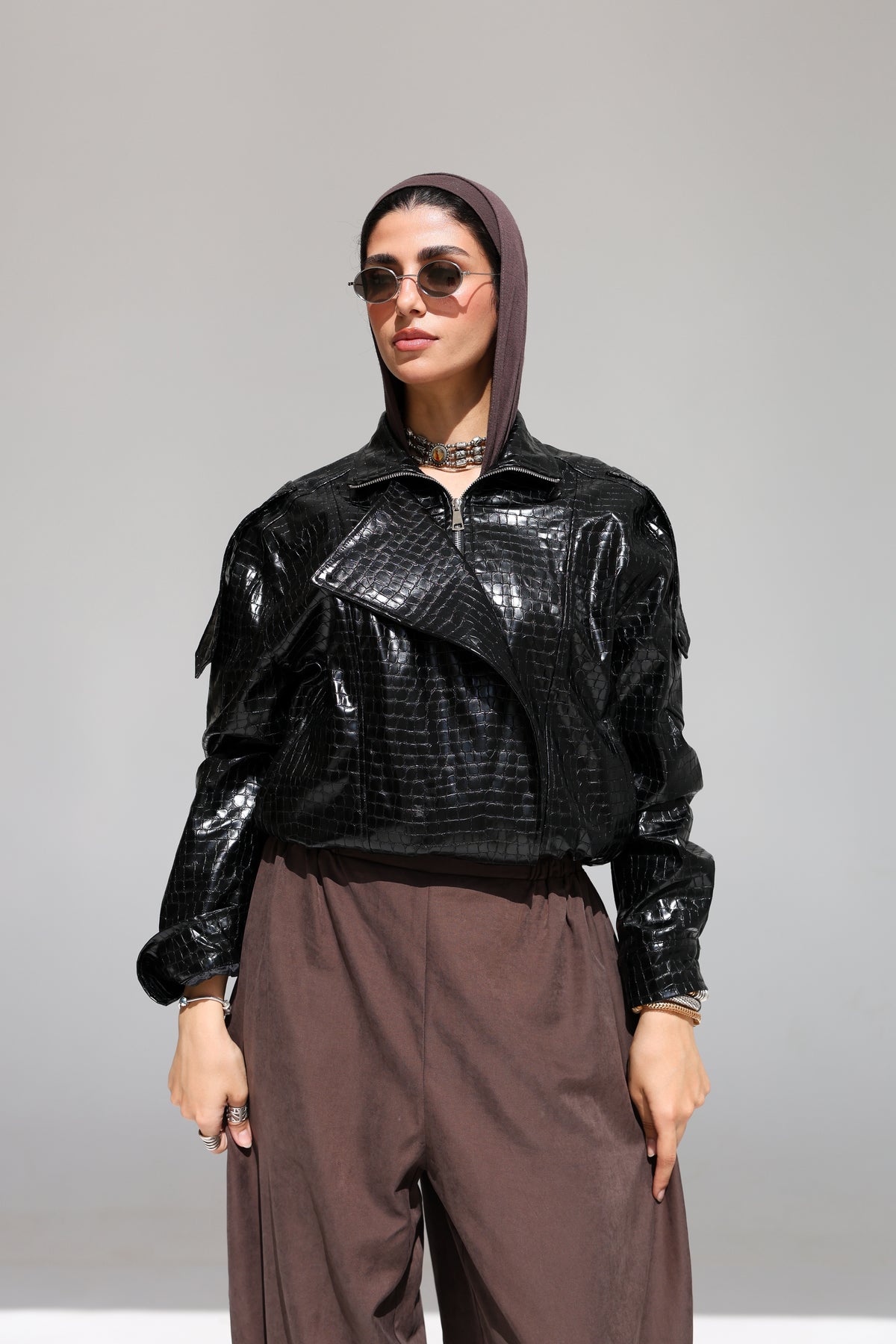 Croco Leather Jacket