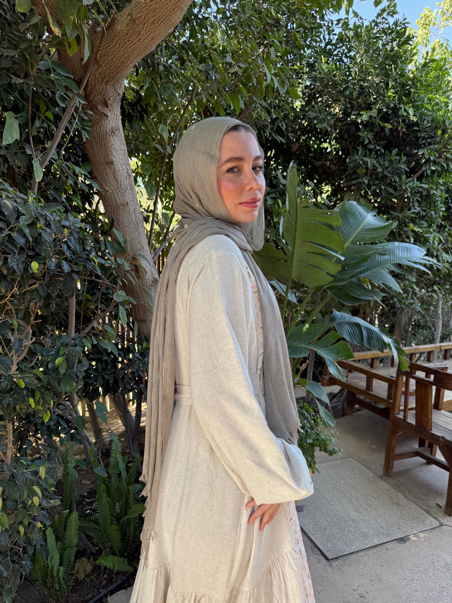 Beige Bloom Abaya