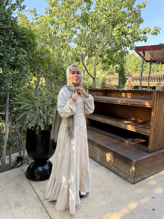 Beige Bloom Abaya